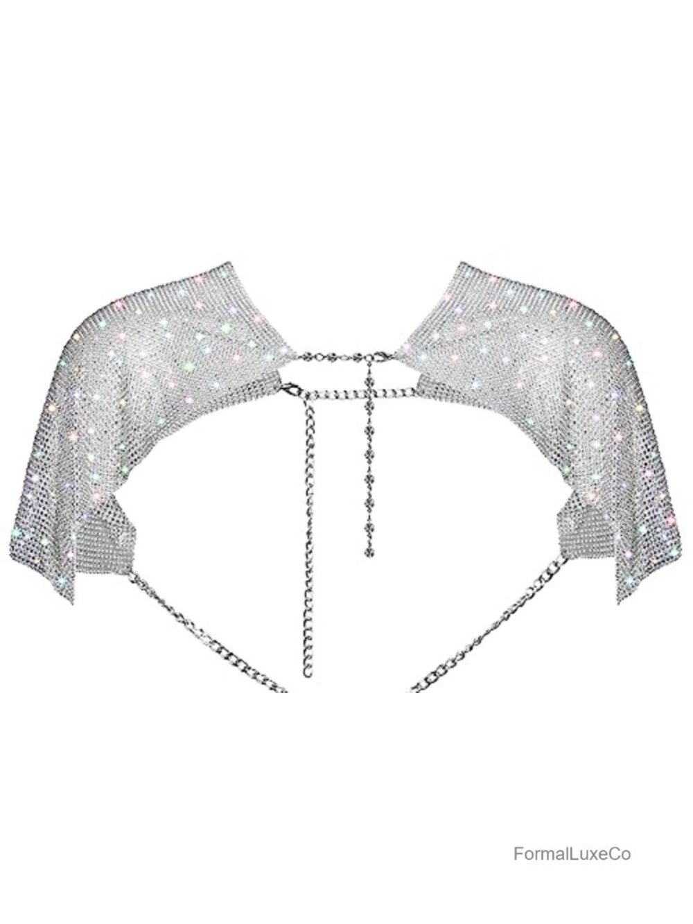 Rhinestones Shoulder Cape Sparkly Shawl Wraps Evening Capes Metallic Capelet - Picture 6 of 6